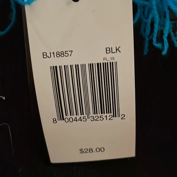 NWT black knitted cap with blue pom pom and Sequined HAPPY - Picture 4 of 4